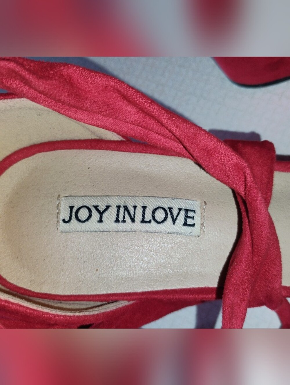 Red Tie-Ankle Block Heel Sandals - Picture 2 of 6
